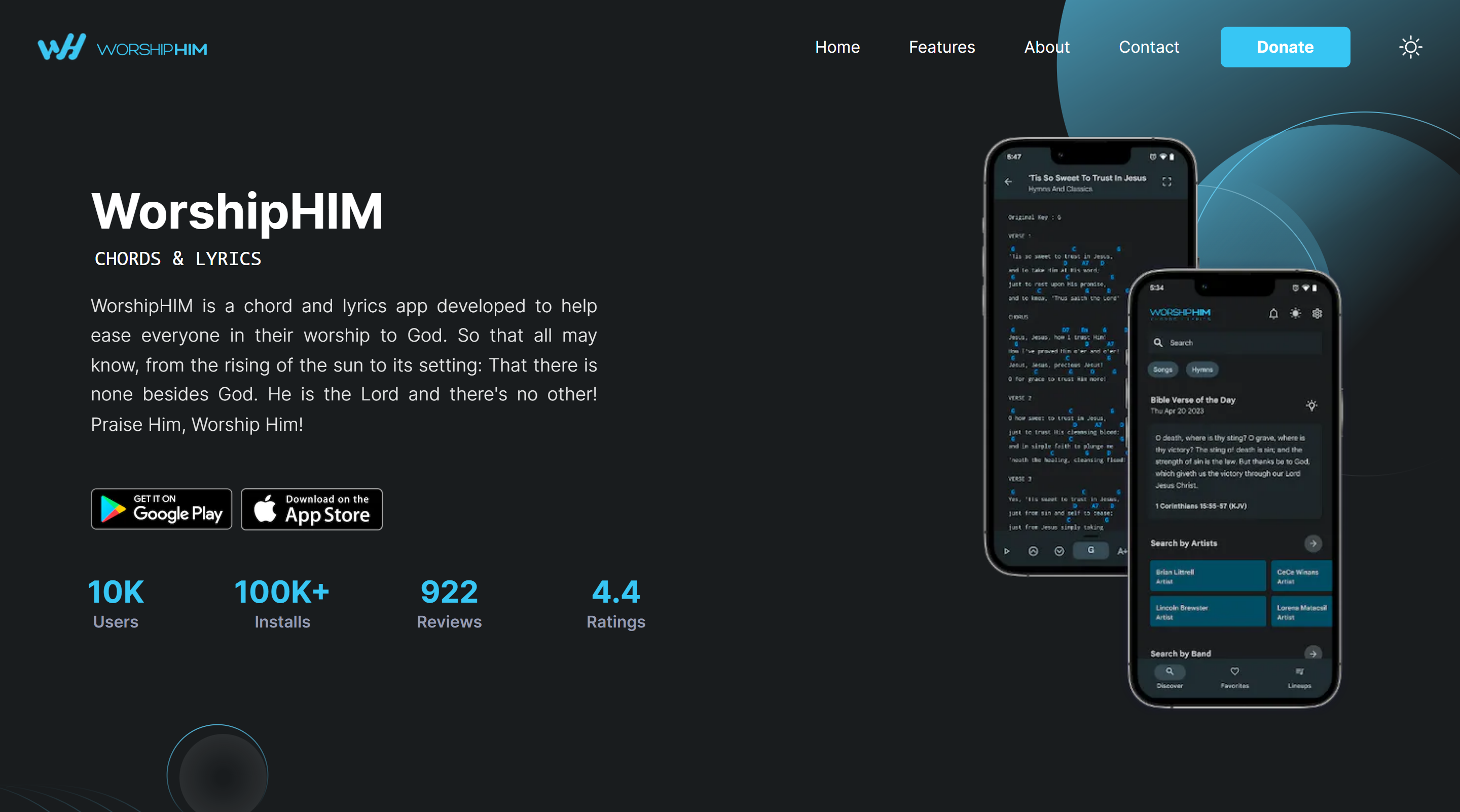 An image of the WorshipHIM Landing Page project.